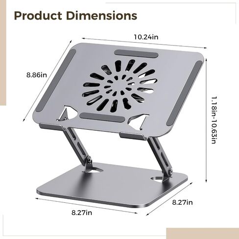 Ergonomic Laptop Cooling Stand with Fan, Adjustable Desk Riser for Tablets and Laptops, USB Cooling Pad, Carbon Steel Frame, Non-Slip Base, Fits 10–17 Inch Devices in Saudi Arabia