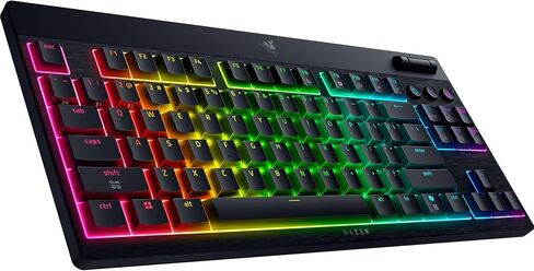 Razer Blackwidow V4 Low Plump TKL Hyperspeed اللوحة اللاسلكية اللوحة اللاسلكية: مفاتيح ميكانيكية صفراء - 2.4 جيجا هرتز لاسلكي وبلوتوث - أسطوانة متعددة الوظائف - 3 أزرار تحكم - عمر بطارية طويلة in Kuwait