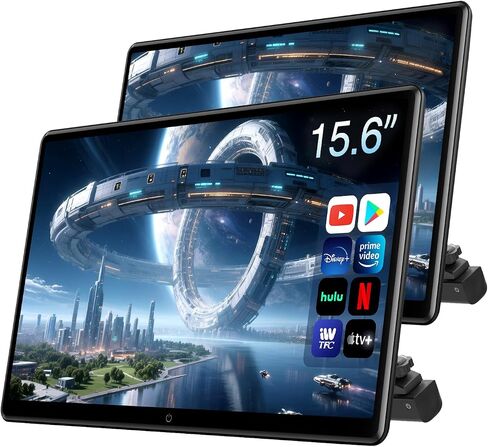 15.6inch Android 13 Headrest Monitor Car TV Touchscreen Entertainment System for Backseat,Support Phone Wireless Mirroring Sync Screen HDMI Bluetooth USB SD 4K Video Playback (2G+32G(2PCS)) in Saudi Arabia