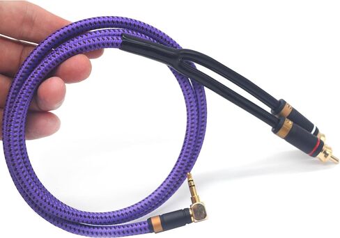 3.5 ملم aux إلى RCA Audio Cable Audiophile 24K مطلية بالنحاس النحاس المطلي بالذهب مضفر Hi Fi Stereo y للهواتف الذكية MP3 مكبرات صوت HDTV أرجوان in Kuwait