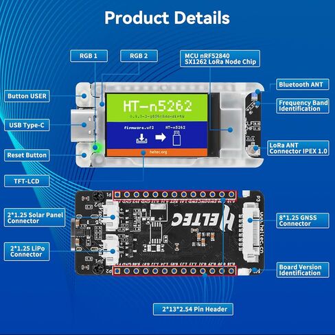 Mesh Node T114 مع وحدة L76K GNSS ، بطارية 950mAh ومجموعة حالة واقية ، NRF52840 MCU SX1262 LORA ، يدعم 915MHz Lora Bluetooth 5.0 متوافق مع Meshtastic Arduino in Kuwait