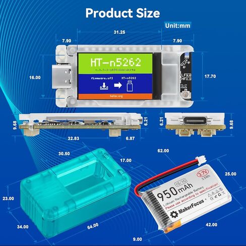 Mesh Node T114 مع وحدة L76K GNSS ، بطارية 950mAh ومجموعة حالة واقية ، NRF52840 MCU SX1262 LORA ، يدعم 915MHz Lora Bluetooth 5.0 متوافق مع Meshtastic Arduino in Kuwait