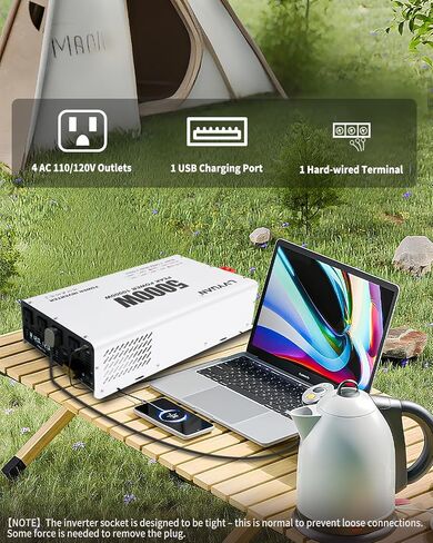 Lvyuan 5000 واط العاكس الطاقة 12V إلى 110 فولت 120V DC إلى محول AC مع 4 منافذ التيار المتردد ، شاشة LCD ، ميناء شحن USB ، التحكم عن بُعد للسيارة في المنزل RV في الهواء الطلق العاكس in Kuwait