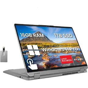 Lenovo IdeaPad Flex 5 2-in-1 Laptop, 16" WUXGA Touchscreen, AMD Ryzen 7 7730U, 16GB RAM, 1TB SSD, AMD Radeon Graphics, Fingerprint Reader, Wi-Fi 6, Win 11 Pro, Grey (Renewed) in Saudi Arabia