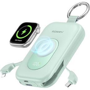 Rorry Portable Charger ، 20000mah Pd 30W Portable Charger Bank مع 2 كابلات مدمجة ، حزمة بطارية شحن سريعة للغاية مع سلسلة مفاتيح ، أساسية للسفر في iPhone ، Apple Watch ، iPad ، Pink in Kuwait