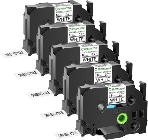 Greencycle قوة إضافية لعلامة شريط Tze-S241 18mm 0.7 "أبيض مغلفة متوافق مع الأخ p-touch Tzes241 Tz-S241 Tze TZ 3/4 بوصة أسود على شريط تسمية بيضاء ل PTD400 PTD410 PTD600 ، 5 حزمة in Kuwait