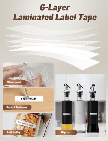 Makeid L1-C Maker Tape تعبئة ، 9 ملم × 4M (0.35 "× 13 ') ، استبدال شريط الملصقات الحراري المستمر ، مقاوم للماء ، ملصق ذاتي in Kuwait