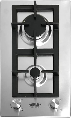 Summit Appliance GCJ2SSLP 12" Wide 2-Burner Propane Gas Cooktop, Stainless Steel Surface, Sealed Burners, Push-to-turn Knobs, Thermocouple Flame Failure Protection, 11.25" x 19" Cutout Size in Saudi Arabia