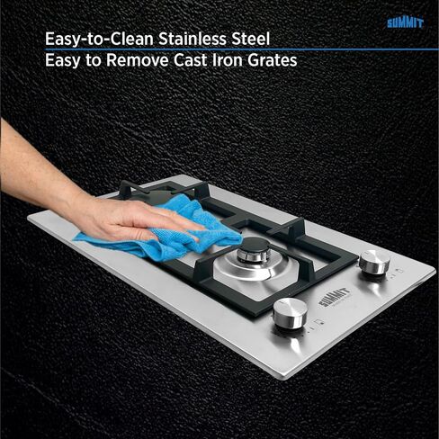 Summit Appliance GCJ2SSLP 12" Wide 2-Burner Propane Gas Cooktop, Stainless Steel Surface, Sealed Burners, Push-to-turn Knobs, Thermocouple Flame Failure Protection, 11.25" x 19" Cutout Size in Saudi Arabia