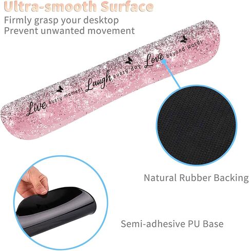 Keyboard Wrist Rest and Mouse Pad Wrist Support Set with Coffee Coaster, Non-Slip PU Base for Gaming and Office, Comfortable & Lightweight for Easy Typing & Pain Relief,Flower Bible Verse Psalm 46-10 in Saudi Arabia