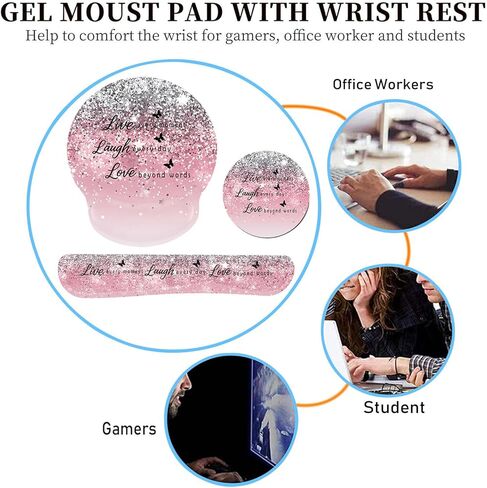 Keyboard Wrist Rest and Mouse Pad Wrist Support Set with Coffee Coaster, Non-Slip PU Base for Gaming and Office, Comfortable & Lightweight for Easy Typing & Pain Relief,Flower Bible Verse Psalm 46-10 in Saudi Arabia