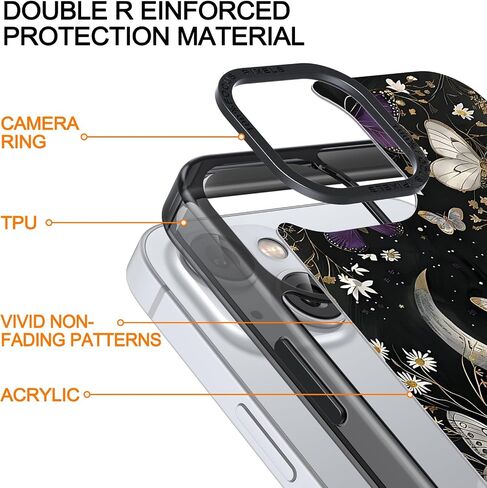 حالة نمط الفراشة اللطيفة لـ iPhone 13/iPhone 14 6،1 '' ، تصميم الفراشة الملون ، غطاء هاتف وقائي للسيليكون الناعم للنساء للنساء مع واقي شاشة 2 حزمة ، 01 in Kuwait