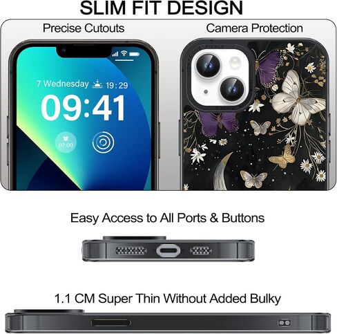 حالة نمط الفراشة اللطيفة لـ iPhone 13/iPhone 14 6،1 '' ، تصميم الفراشة الملون ، غطاء هاتف وقائي للسيليكون الناعم للنساء للنساء مع واقي شاشة 2 حزمة ، 01 in Kuwait