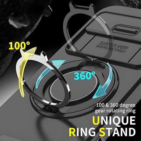 Compatible for Pixel 9A Case with Screen Protector & Slide Camera Lens Cover,Built-in 360°Rotate Magnetic Ring Stand Shockproof Protective Teens Phone Case-Purple in Saudi Arabia
