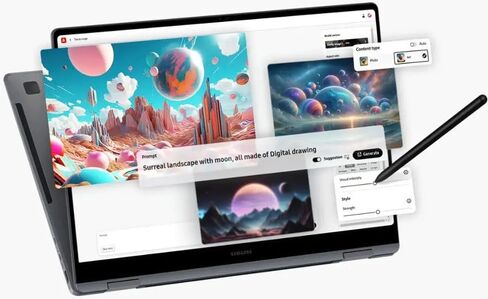 جهاز كمبيوتر محمول Samsung Galaxy Book4 Pro 360 2-in-1 ، 15.6 "120 هرتز 2.8 كيلو متر ، Intel Ultra 7 155h 16-Core ، 16GB LPDDR5 4TB SSD ، لوحة المفاتيح الخلفية ، Thunderbolt 4 ، بصمات الأصابع ، WIFI 6E ، Win11 Home in Saudi Arabia