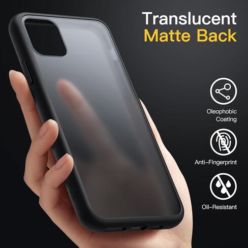 JETech Matte Case for iPhone 11 6.1-Inch, Shockproof Military Grade Drop Protection, Frosted Translucent Back Phone Cover, Anti-Fingerprint (Black) in Saudi Arabia