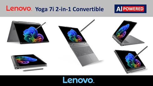 Lenovo Yoga 7i ai copilot+ pc 2-in-1 الكمبيوتر المحمول 16.0 "شاشة تعمل باللمس IPS FHD+ (Intel Ultra 7-256V حتى 47 قمم ، 16 جيجا بايت LPDDR5x ، 2TB SSD ، قلم نشط ، خلفي KB ، FP ، Win11Pro) W/DKZ Port Port in Saudi Arabia