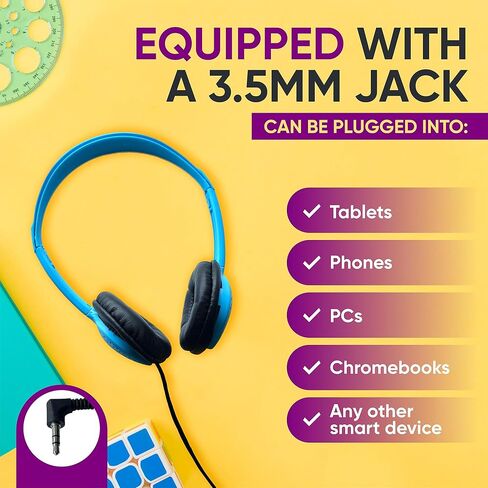 10 Pack Bulk Wired On-Ear Leather Headphones with 3.5mm Connector, Black in Saudi Arabia