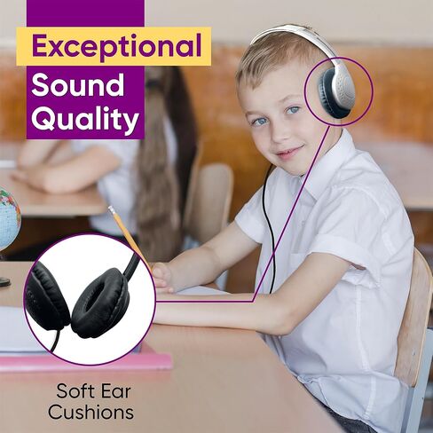 10 Pack Bulk Wired On-Ear Leather Headphones with 3.5mm Connector, Black in Saudi Arabia