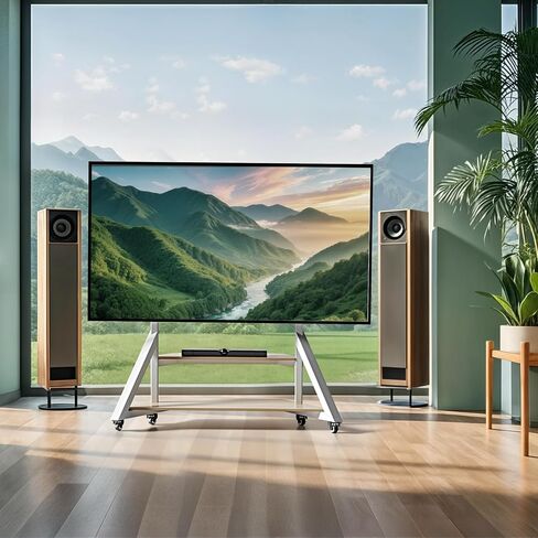 unho Rolling TV Stand for 65-100 Inch TVs, Heavy Duty Mobile TV Cart in Kuwait