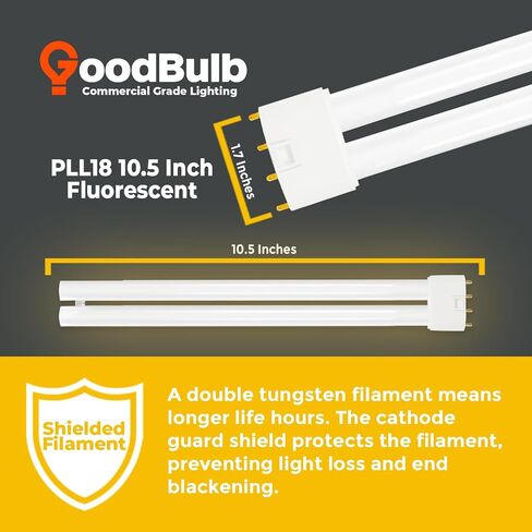 GoodBulb PLL18/827 | 18W 8.9" Twin Tube Compact Fluorescent Light Bulb | 4-pin 2G11 Base 2700K Soft White 1050 Lumen | 36000 Hour Long Life Biax | Pack of 10 in Kuwait