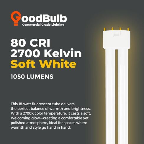GoodBulb PLL18/827 | 18W 8.9" Twin Tube Compact Fluorescent Light Bulb | 4-pin 2G11 Base 2700K Soft White 1050 Lumen | 36000 Hour Long Life Biax | Pack of 10 in Kuwait