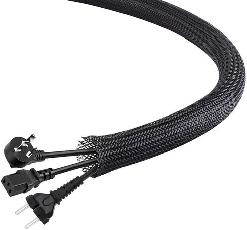 PET Expandable Braided Sleeving 25Ft-3/4 inch Wire Loom, Aibole Braided Cable Sleeve Wire Wrap,Black&Blue in Saudi Arabia