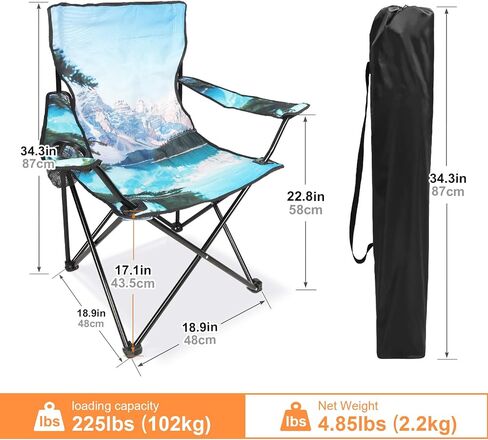 Northroad Camping Chair Portable Camp Chair, Folding Lawn Chair with Cup Holder for Outdoor Camping, Hiking, Travel, Patio, Beach, Picnics in Kuwait