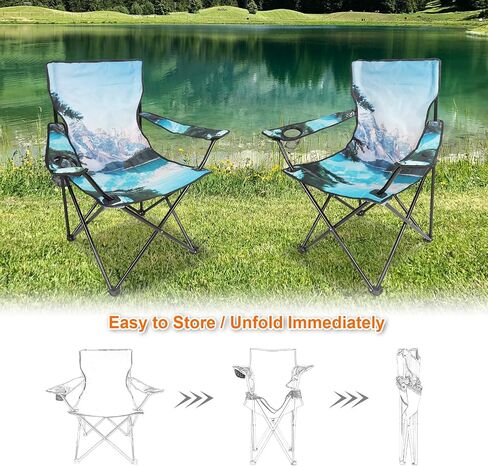 Northroad Camping Chair Portable Camp Chair, Folding Lawn Chair with Cup Holder for Outdoor Camping, Hiking, Travel, Patio, Beach, Picnics in Kuwait