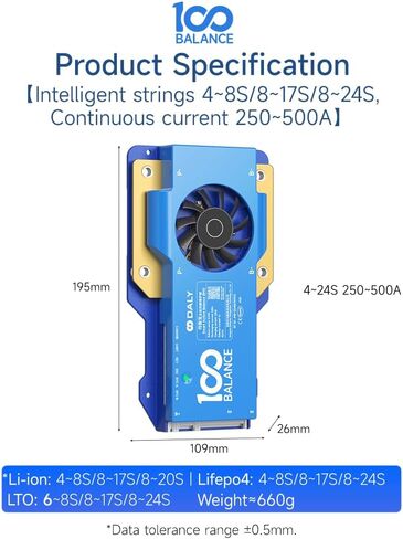 DALY BMS 200A 8S - 17S Built in Bluetooth 1A Active Cell Balancing RS485 CAN for 24V - 60V LiFePO4/Li - ion/LTO Battery Packs Perfect for Golf Cart, Home Energy System, E - Bike in Saudi Arabia