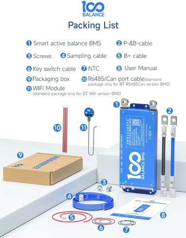 Daly BMS 200A 8S - 17S بنيت في Bluetooth 1A CLESTENCENT BANCENT RS485 CAN لـ 24V - 60V LIFEPO4/LI - ION/LTO BATTERY PACKS PRECTIONS PRECTIONS FERMAT in Kuwait