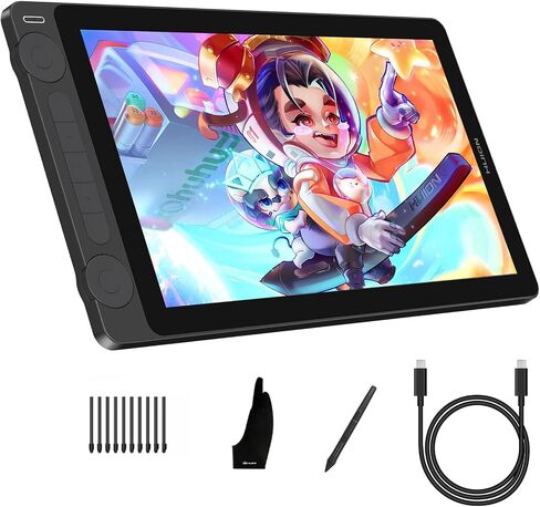 Huion Kamvas 13 (Gen 3) رسم قرص رسم مع شاشة ، قرص فني كامل 13.3 بوصة مع زجاج اللوحة الثاني ، Pentech 4.0 ، 16384 PEN ، الأوجه المزدوجة مع كابل كامل الميزة للفن الرقمي ، الأسود in Saudi Arabia