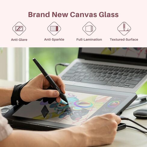 Huion kamvas 13 (Gen 3) رسم قرص رسم مع شاشة ، قرص فني كامل المصطلح بحجم 13.3 بوصة مع زجاج Canvas الثاني ، Pentech 4.0 ، 16384 PEN ، الأوجه المزدوجة ، الحامل القابل للتعديل ، كابل كامل الميزة ، وردي in Saudi Arabia