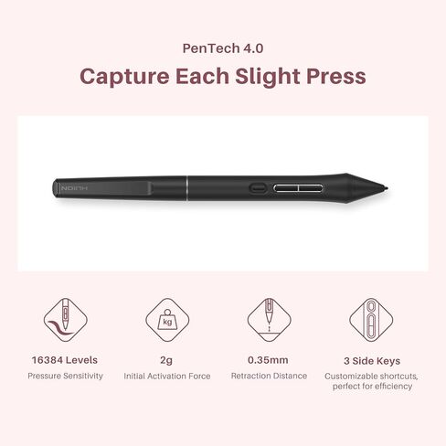 Huion kamvas 13 (Gen 3) رسم قرص رسم مع شاشة ، قرص فني كامل المصطلح بحجم 13.3 بوصة مع زجاج Canvas الثاني ، Pentech 4.0 ، 16384 PEN ، الأوجه المزدوجة ، الحامل القابل للتعديل ، كابل كامل الميزة ، وردي in Saudi Arabia