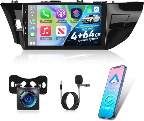 [2 + 64g] NHOPEEW لتويوتا كورولا ليفين راديو 2014-2017 مع carplay اللاسلكي و Android Auto - 10.1 بوصة الشاشة التي تعمل باللمس أندرويد ستيريو - DSP/WIFI/GPS/SWC/Bluetooth + AHD كاميرا النسخ الاحتياطي AHD in Saudi Arabia