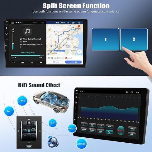[2G+64G] Sterroid 15 Car Stereo مع Carplay Wireless Android Auto ، 10.1 "شاشة تعمل باللمس مع رابط المرآة WiFi GPS التنقل Bluetooth FM/RDS تقسيم الشاشة EQ SWC+AHD الكاميرا الاحتياطية AHD in Saudi Arabia