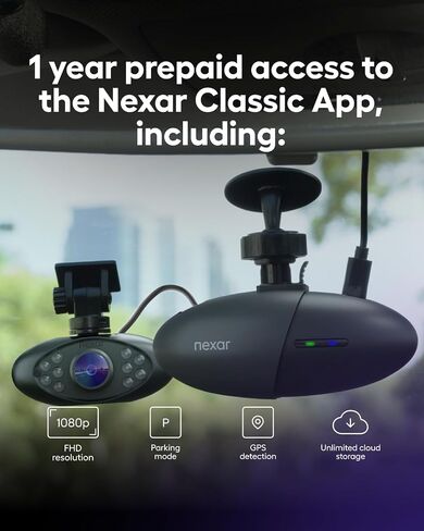 كاميرا Nexar Pro Dash للسيارات | كاميرا داش كام مدمجة للرؤية الأمامية والداخلية مع رؤية ليلية ووضع ركن السيارة على مدار الساعة طوال أيام الأسبوع | كاميرا لوحة القيادة بدقة عالية كاملة مع إمكانية رؤية زاوية واسعة عبر WiFi (128 جيجابايت) in Kuwait