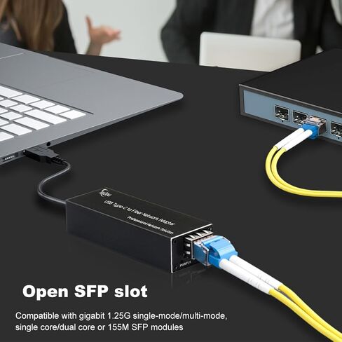 USB 3.0 Type-C to Fiber Network Adapter, USB-C to 100/1000Base-X Open SFP Ethernet Card, Compatible with Windows Server/Windows/Linux, DC 5V in Kuwait