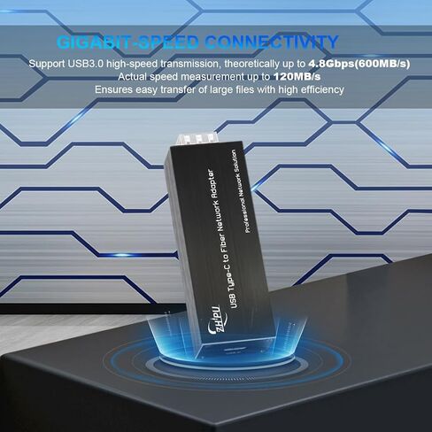 USB 3.0 Type-C to Fiber Network Adapter, USB-C to 100/1000Base-X Open SFP Ethernet Card, Compatible with Windows Server/Windows/Linux, DC 5V in Kuwait