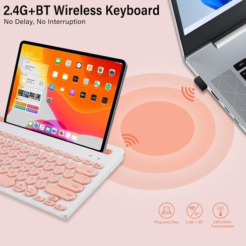 لوحة مفاتيح Bluetooth اللاسلكية Xuangui مع حامل لأجهزة iPad اللوحي والهاتف ، 2.4 جيجا هرتز/BT5/BT3 ، تصميم صامت لللمس الناعم ، 79-KEYs محمولة ، متوافقة مع Window/Mac OS/Android/iOS/PC Computer (أسود) in Kuwait