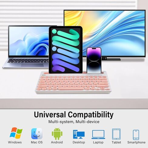 لوحة مفاتيح Bluetooth اللاسلكية Xuangui مع حامل لأجهزة iPad اللوحي والهاتف ، 2.4 جيجا هرتز/BT5/BT3 ، تصميم صامت لللمس الناعم ، 79-KEYs محمولة ، متوافقة مع Window/Mac OS/Android/iOS/PC Computer (أسود) in Kuwait