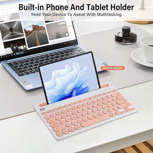 لوحة مفاتيح Bluetooth اللاسلكية Xuangui مع حامل لأجهزة iPad اللوحي والهاتف ، 2.4 جيجا هرتز/BT5/BT3 ، تصميم صامت لللمس الناعم ، 79-KEYs محمولة ، متوافقة مع Window/Mac OS/Android/iOS/PC Computer (أسود) in Kuwait