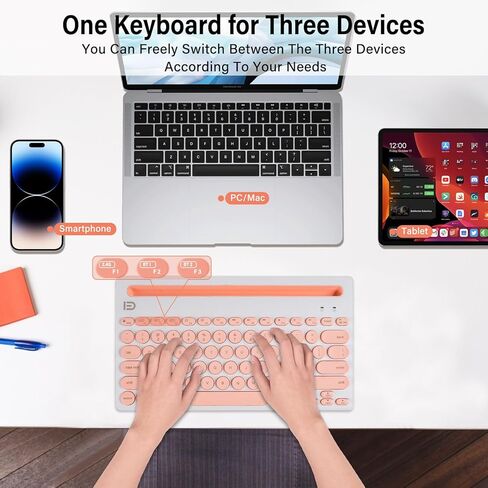 لوحة مفاتيح Bluetooth اللاسلكية Xuangui مع حامل لأجهزة iPad اللوحي والهاتف ، 2.4 جيجا هرتز/BT5/BT3 ، تصميم صامت لللمس الناعم ، 79-KEYs محمولة ، متوافقة مع Window/Mac OS/Android/iOS/PC Computer (أسود) in Kuwait