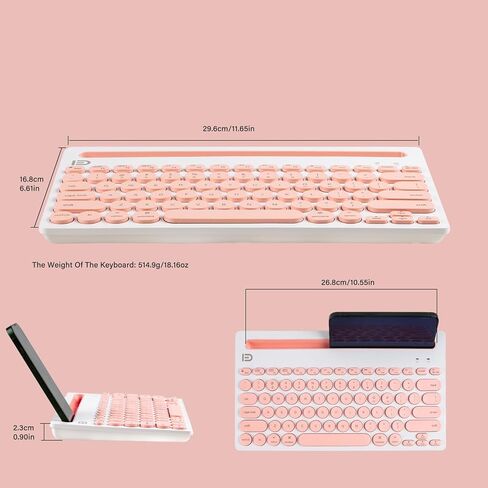 لوحة مفاتيح Bluetooth اللاسلكية Xuangui مع حامل لأجهزة iPad اللوحي والهاتف ، 2.4 جيجا هرتز/BT5/BT3 ، تصميم صامت لللمس الناعم ، 79-KEYs محمولة ، متوافقة مع Window/Mac OS/Android/iOS/PC Computer (أسود) in Kuwait