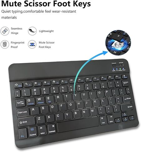 Ultra-Slim Wireless Bluetooth Keyboard, Rechargeable Travel Portable Keyboard Compatible Android, Windows, iOS, Mac OS, for iPhone, for ipad, for Samsung, Tablet, Laptop in Saudi Arabia