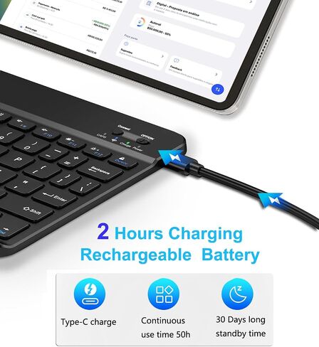 Ultra-Slim Wireless Bluetooth Keyboard, Rechargeable Travel Portable Keyboard Compatible Android, Windows, iOS, Mac OS, for iPhone, for ipad, for Samsung, Tablet, Laptop in Saudi Arabia