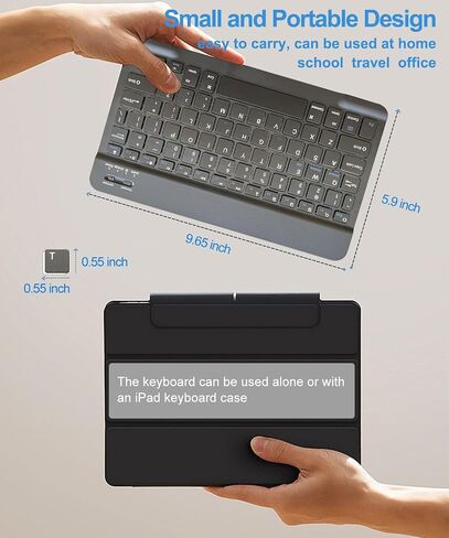 Ultra-Slim Wireless Bluetooth Keyboard, Rechargeable Travel Portable Keyboard Compatible Android, Windows, iOS, Mac OS, for iPhone, for ipad, for Samsung, Tablet, Laptop in Saudi Arabia