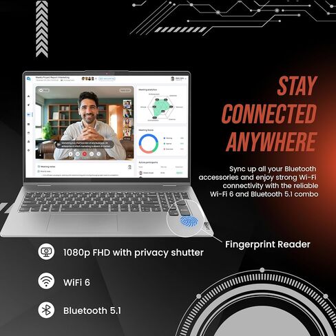 Lenovo IdeaPad Flex 5 2-in-1 Laptop, 16" WUXGA Touchscreen, AMD Ryzen 7 7730U, 16GB RAM, 1TB SSD, AMD Radeon Graphics, Fingerprint Reader, Wi-Fi 6, Win 11 Pro, Grey (Renewed) in Saudi Arabia