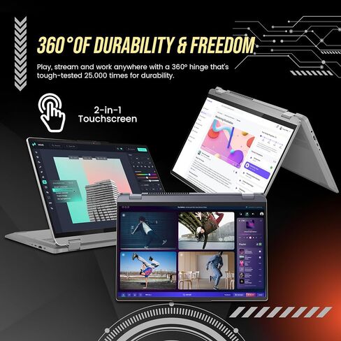 Lenovo IdeaPad Flex 5 2-in-1 Laptop, 16" WUXGA Touchscreen, AMD Ryzen 7 7730U, 16GB RAM, 1TB SSD, AMD Radeon Graphics, Fingerprint Reader, Wi-Fi 6, Win 11 Pro, Grey (Renewed) in Saudi Arabia