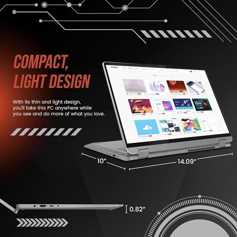 Lenovo IdeaPad Flex 5 2-in-1 Laptop, 16" WUXGA Touchscreen, AMD Ryzen 7 7730U, 16GB RAM, 1TB SSD, AMD Radeon Graphics, Fingerprint Reader, Wi-Fi 6, Win 11 Pro, Grey (Renewed) in Saudi Arabia